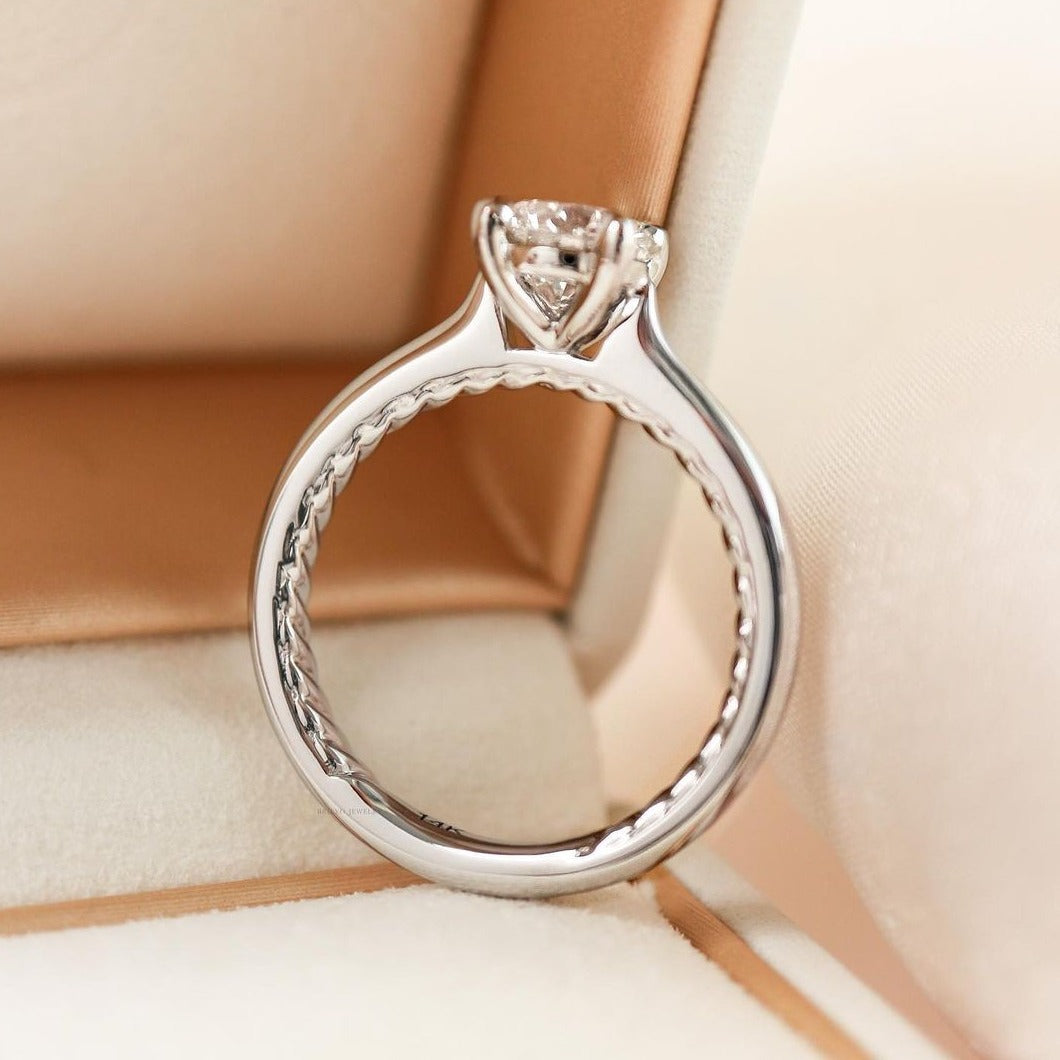 Engagement Ring with Cable Inner Band Brilyo Jewelry