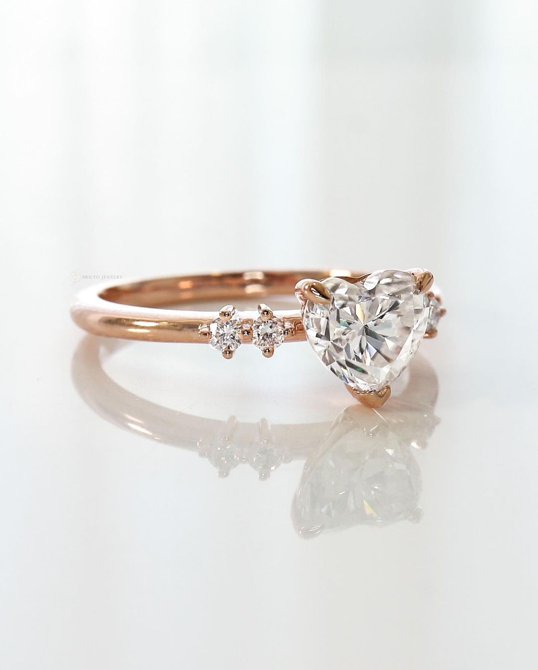 Heart Engagement Ring with Side Stones