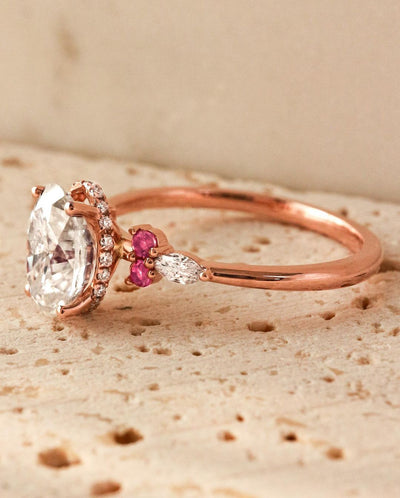 Aurelia with Pink Tourmaline Side Stones and Hidden Halo