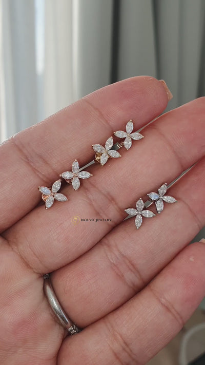 Flower Diamond Earrings (Marquise)