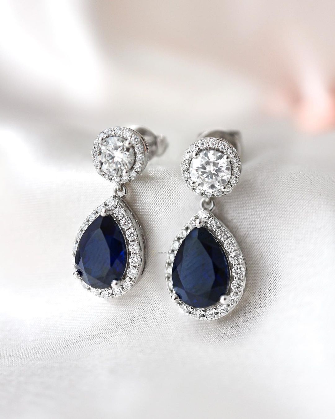 Sapphire with Diamond Halo Set