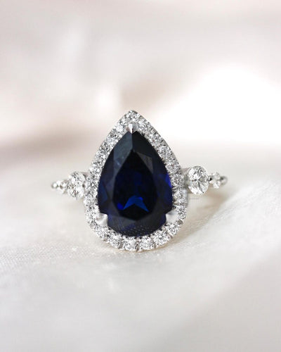 Sapphire with Diamond Halo Set