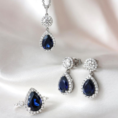 Sapphire with Diamond Halo Set