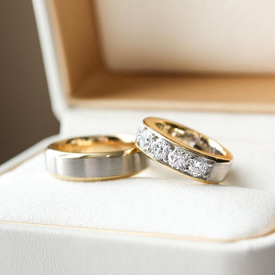 Two-Toned Diamond Wedding Bands