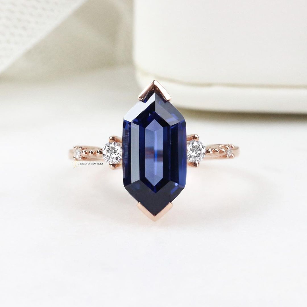 Hexagon Sapphire Engagement Ring