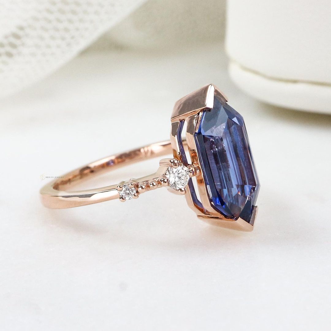 Hexagon Sapphire Engagement Ring