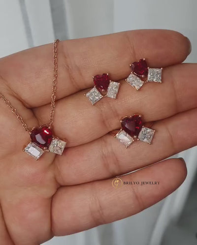 Ruby Toi et Moi Jewelry Set
