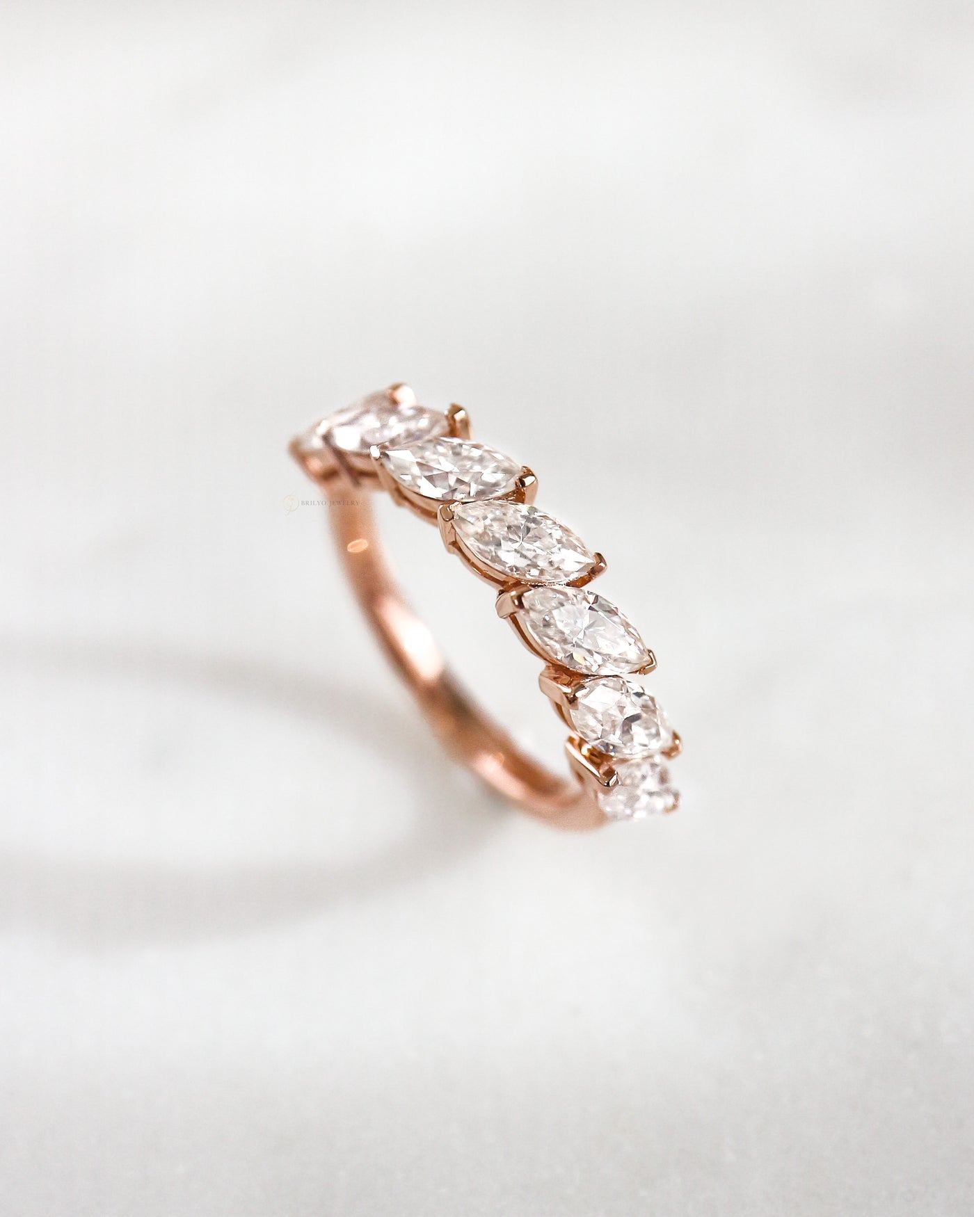 Custom Black Diamond and Marquise Wedding Rings