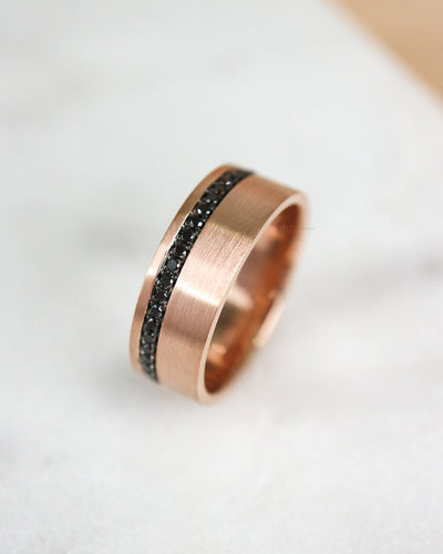 Custom Black Diamond and Marquise Wedding Rings