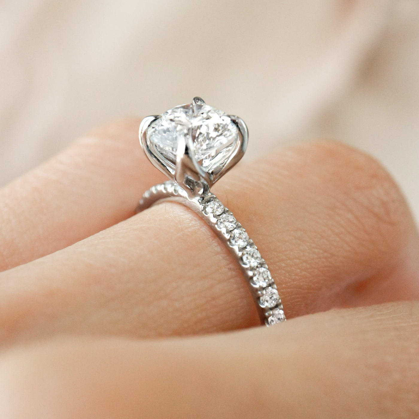 Pavé Band and Petal Prongs